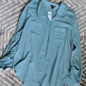 Seafoam silk blouse